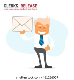Illustration of office theme. vector illustration. Clerks. Release