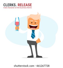 Illustration of office theme. vector illustration. Clerks. Release