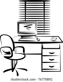 illustration with office work place