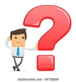 illustration of office worker with a big question