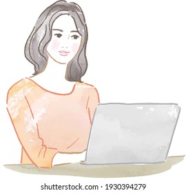 Illustration of an office worker who uses a personal computer