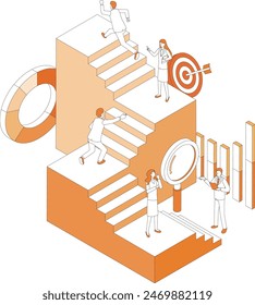 Illustration of an office worker working hard