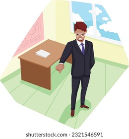 Illustration of office workers. employees. workspace.