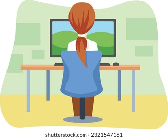 Illustration of office workers. employees. workspace.