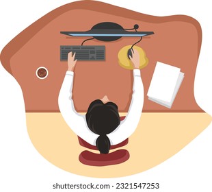 Illustration of office workers. employees. workspace.