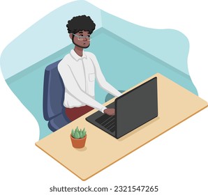 Illustration of office workers. employees. workspace.