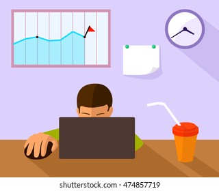 illustration of the office working place