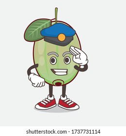 An illustration of Ogeechee Lime cartoon mascot character working as a Police officer