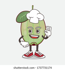 An illustration of Ogeechee Lime cartoon mascot character in a chef dress and white hat