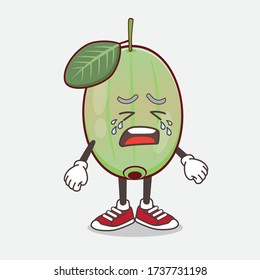 An illustration of Ogeechee Lime cartoon mascot character with crying expression