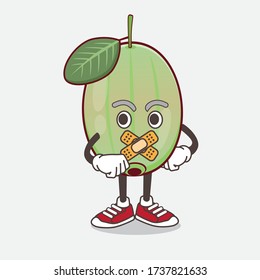An illustration of Ogeechee Lime cartoon mascot character making a silent gesture