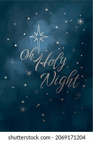 Illustration Oh Holy Night With Star On Night Sky Texture