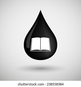 Illustration of an oil drop icon with a book