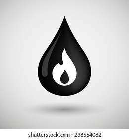 Illustration of an oil drop icon with a flame