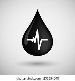 Illustration of an oil drop icon with a heart beat sign