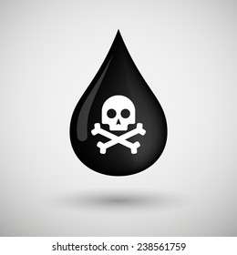 Illustration of an oil drop icon with a skull