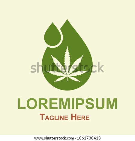 Illustration of oil drop with a marijuana leaf. Medical Cannabis oil. Cannabis extract. Icon logo template. Isolated vector.