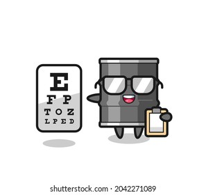 Illustration of oil drum mascot as an ophthalmology , cute design