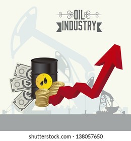 Illustration of the oil industry, changes in the value of oil, vector illustration