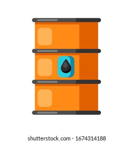 Illustration of oil iron barrel. Industrial equipment in flat style.