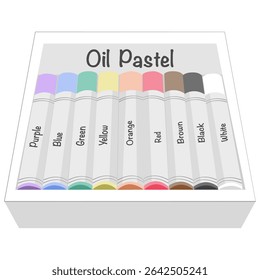 illustration of oil pastel color box or chalk color