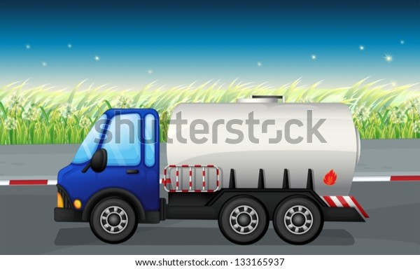Illustration of an oil\
tanker at the\
road