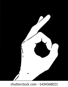 Illustration of OK gesture in vector on black background