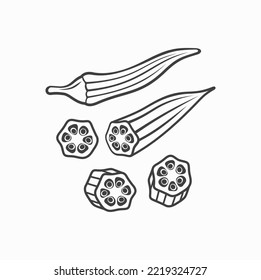 illustration of okra, vegetable, vector art.