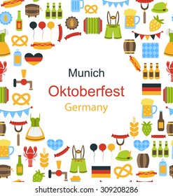 Illustration Oktoberfest Border Frame with Traditional Elements - Vector