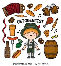 Illustration of oktoberfest doodle vector The Concept of Isolated Technology. Flat Cartoon Style Suitable for Landing Web Pages, Banners, Flyers, Stickers, Cards