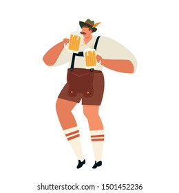 Illustration of Oktoberfest man celebrating. Party Concept Flat Vector Illustration.