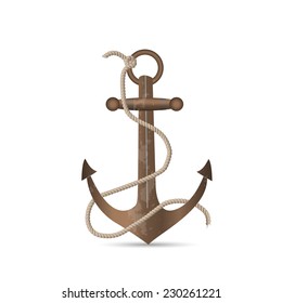 Illustration of an old anchor isolated on a white background.