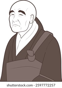 Illustration of an old Buddhist monk