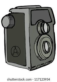 Illustration of the old camera on white