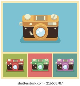 Illustration of old camera  in various color