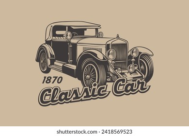 illustration of an old car in vintage style