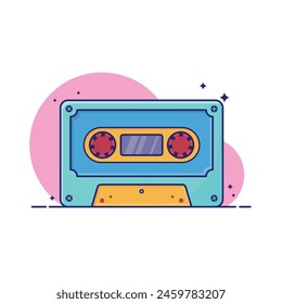 Illustration old cassette vector flat cartoon design style