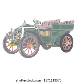 illustration of an old classic car with a white background