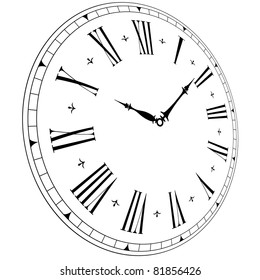 illustration of an old clock face with perspective angle, eps8 vector