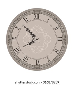Illustration Old Clock with Vignette Arrows, Isolated on White Background - Vector