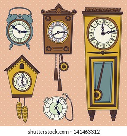 Illustration of old clocks