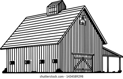 Illustration of an old cow barn.