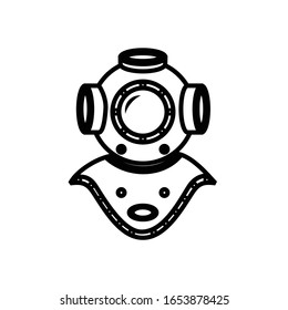 Illustration old diver suit logo design vector classic sign