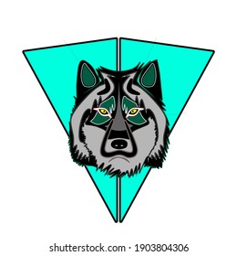 Illustration of old dog with sharp gaze