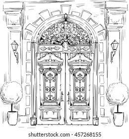 Illustration mit alten Türen