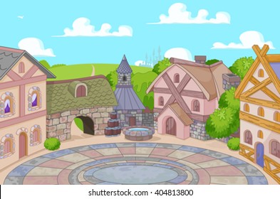 Illustration of old English style street