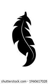 illustration of an old feather. Feather feather silhouette. Retro image of letter with feather icon.