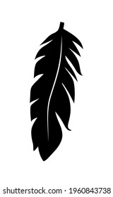 illustration of an old feather. Feather feather silhouette. Retro image of letter with feather icon.