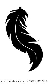 illustration of an old feather. Feather feather silhouette. Retro image of letter with feather icon.