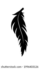 illustration of an old feather. Feather feather silhouette. Retro image of letter with feather icon.